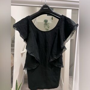 Club Monaco Black Ruffle Blouse